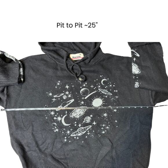 Anthropologie x Maronie Celestial Hoodie Waffle Knit Black M - Picture 2 of 4